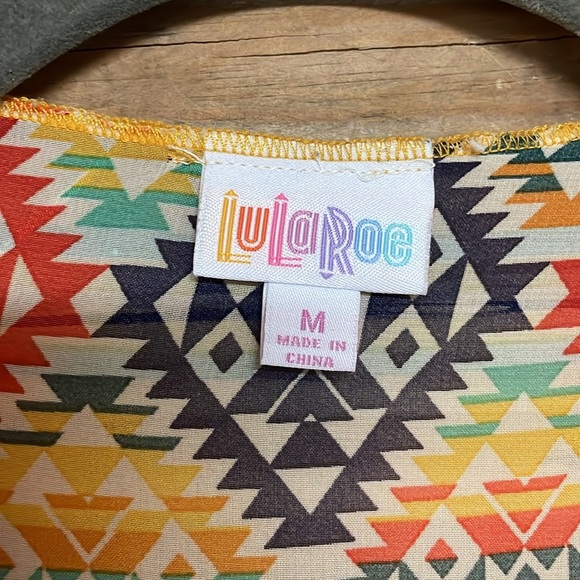 LuLaRoe size Medium Colorful Aztec Patterned Sheer lightweight waterfall Kimono - Picture 3 of 6